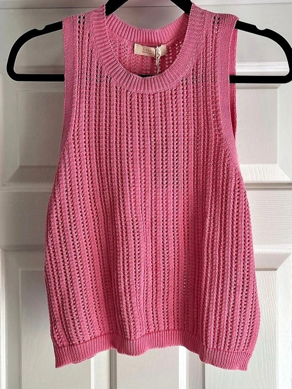 Lazzari Canotta traforata Knit Tank Top in Pink Size Small NWT